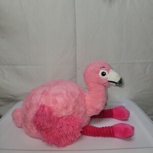Reversible Flamingo Plush Stuffed Animal Pink and Rainbow Tie Dye Bird Toy